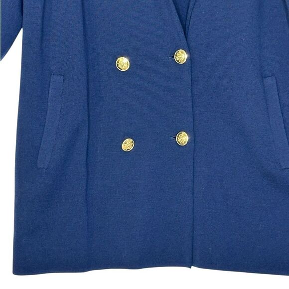 J Crew Navy Blue Double Breasted Gold Button Sweater Blazer | L - Picture 4 of 11